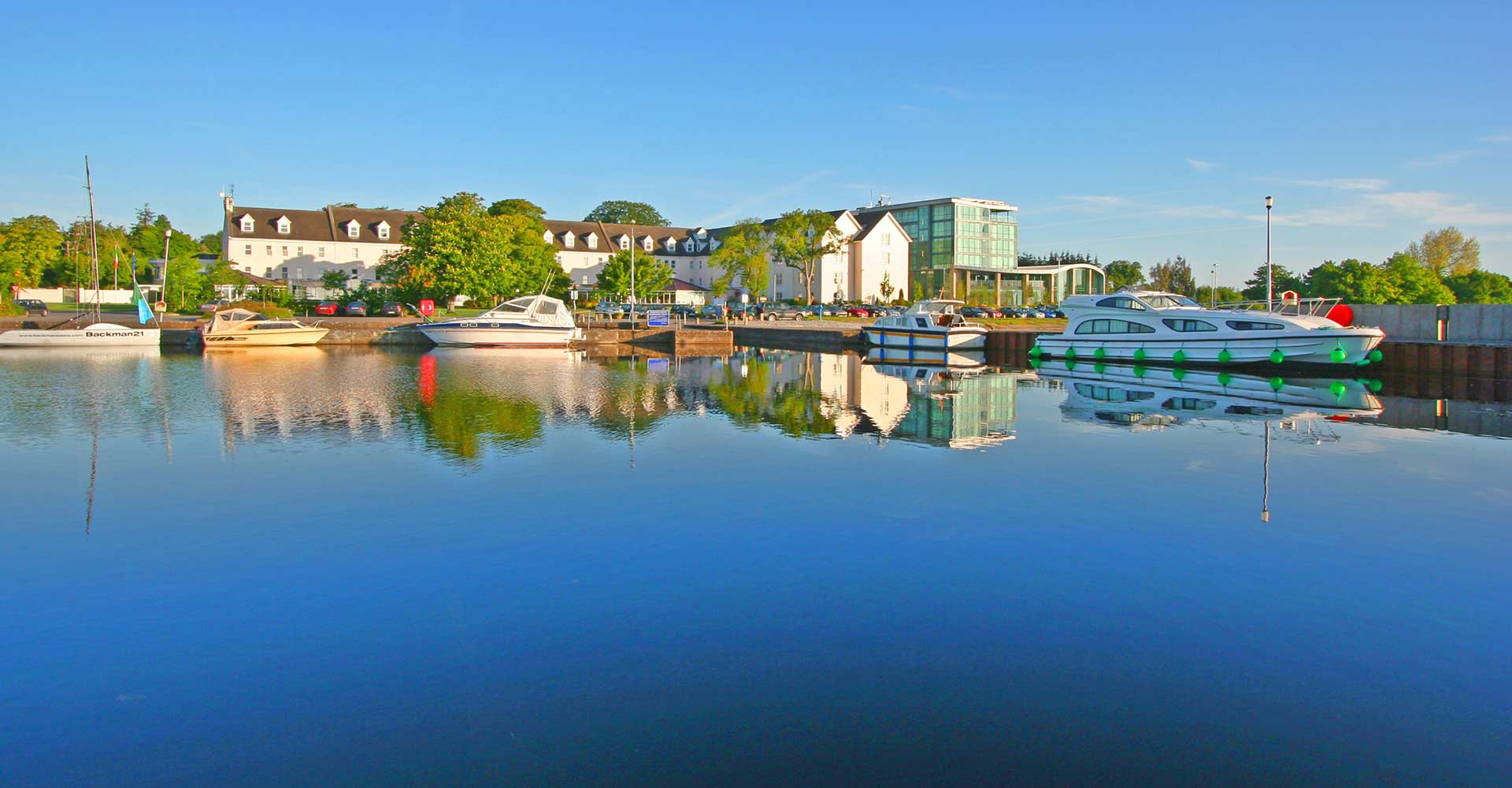 View of Hodson Bay Hotel & Spa from the lake.