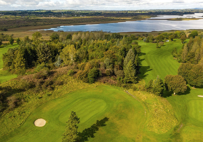 Aerial view of Athlone Golf Club green and fairway.