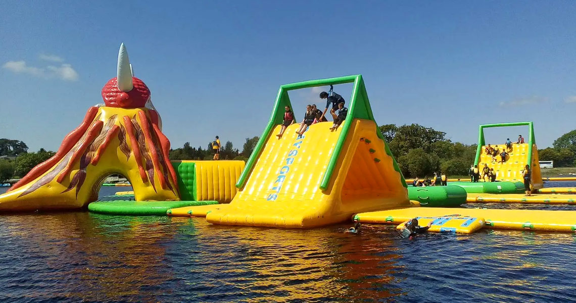 Inflatable water park at Baysports.