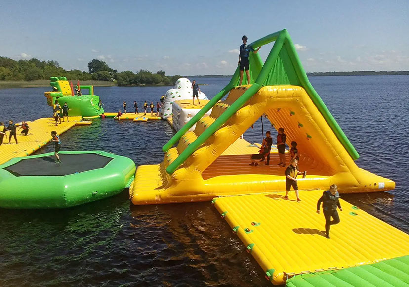 Inflatable water park at Baysports.