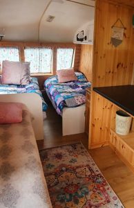 Double bed caravan at Glasson Glamping Farm.