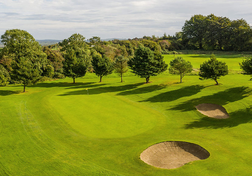 Trees surrounding a green at Mount Temple Golf Club.