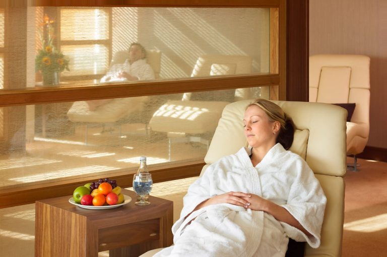 Woman relaxing at a spa.