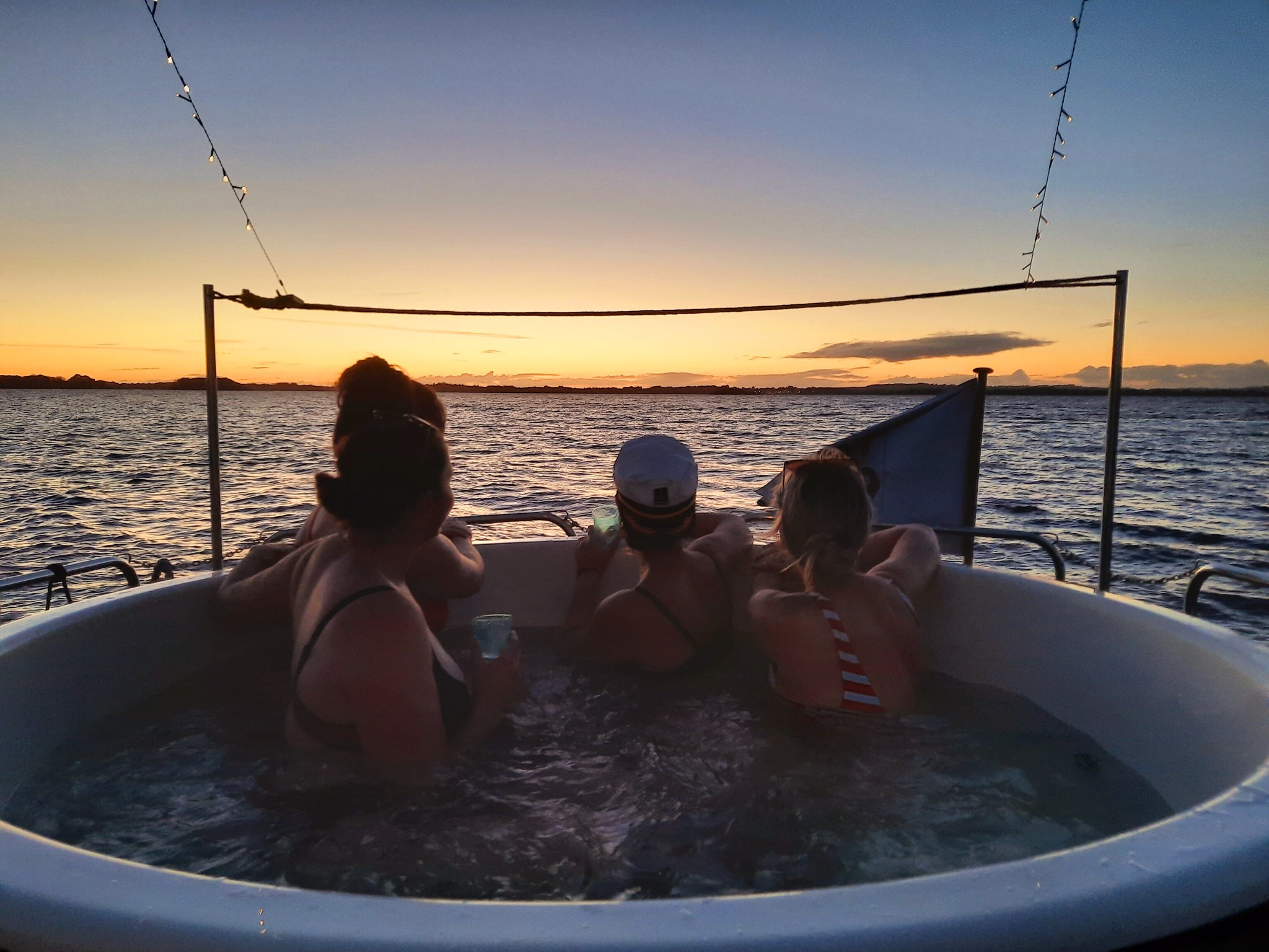 Customers Enjoying themselves on the Hot Tub Boat