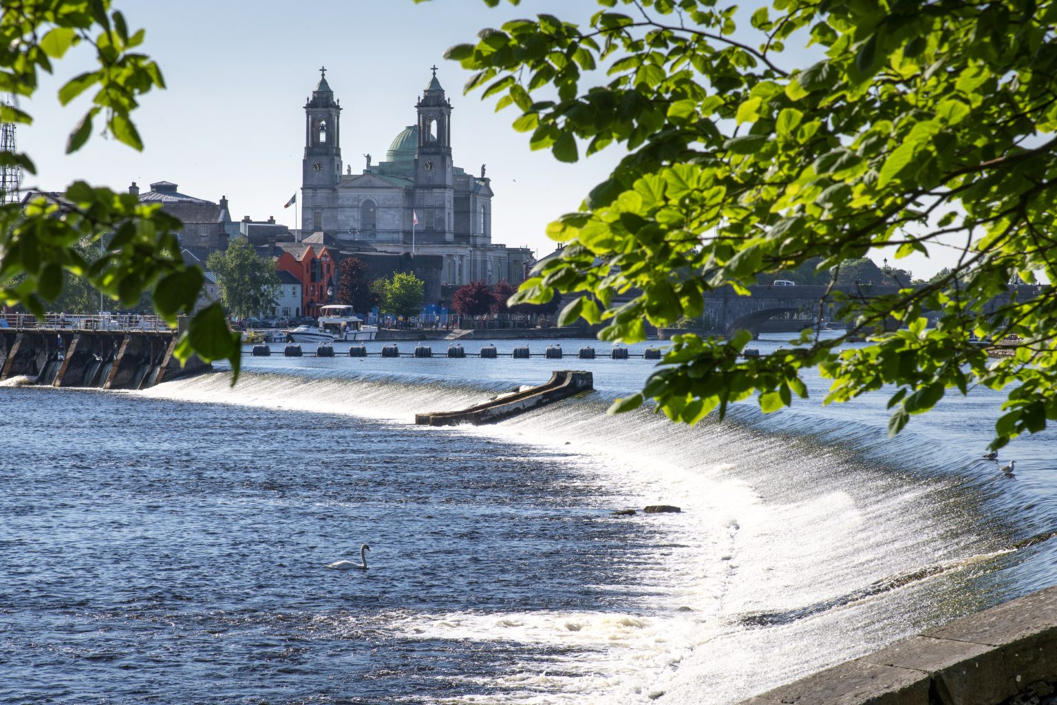 Athlone cathedral and river Shannon